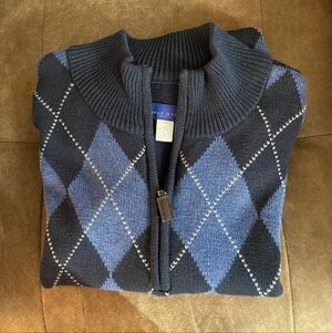 Men’s Quarter Zip sweater NEW Argyle print